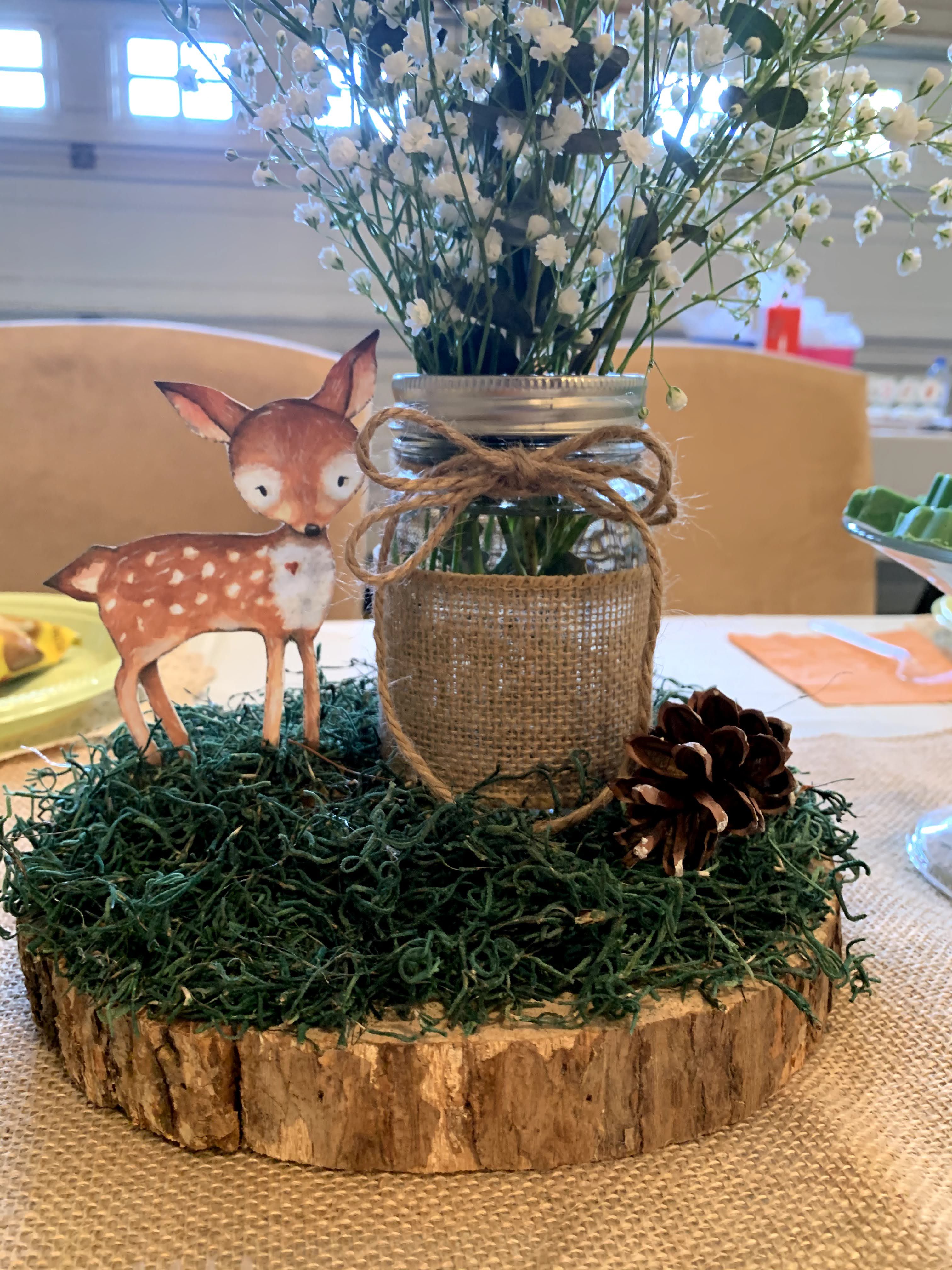 Woodland Themed Centerpiece | Baby Shower Woodland Theme, Woodland Baby